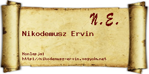Nikodemusz Ervin névjegykártya